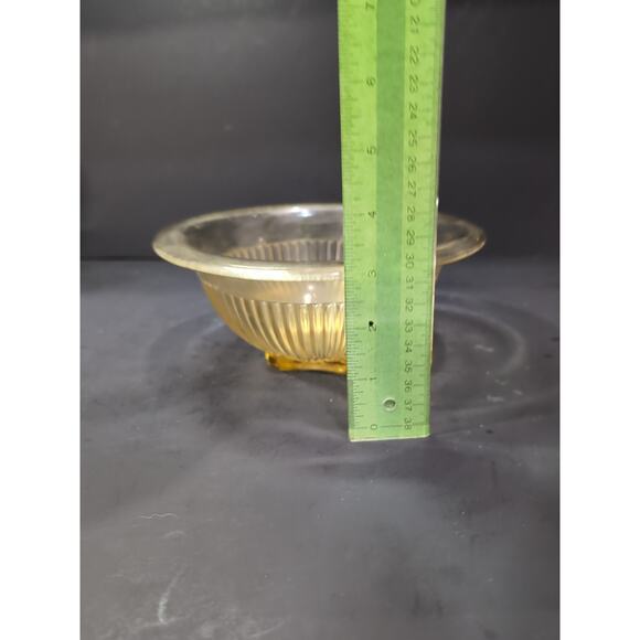 Federal Glass Amber Yellow Ribbed Mixing Bowl, 7.5" Nested Bowl, Vtg Kitchenware - Picture 8 of 8